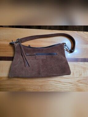 Brown Suede Wristlet Clutch